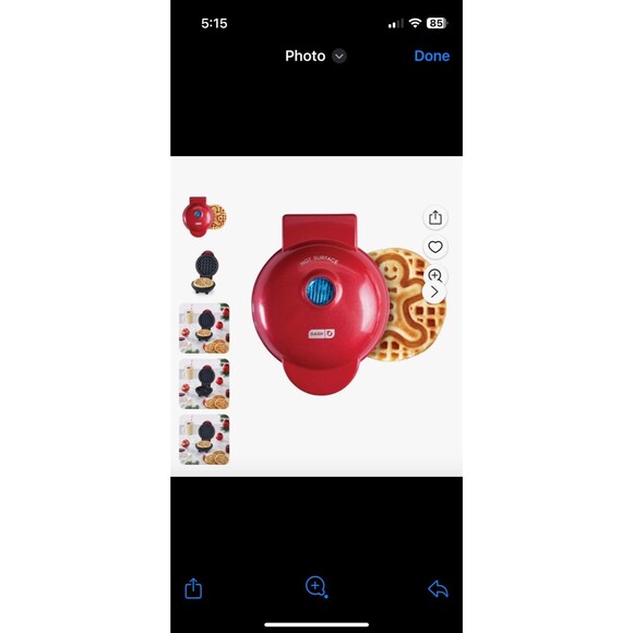 NEW In Box Dash Gingerbread Man Mini Waffle Maker Red Non-Stick 4" - Picture 8 of 11